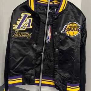 Los Angeles Lakers Kids Black Satin Jacket with Purple & Gold Accents